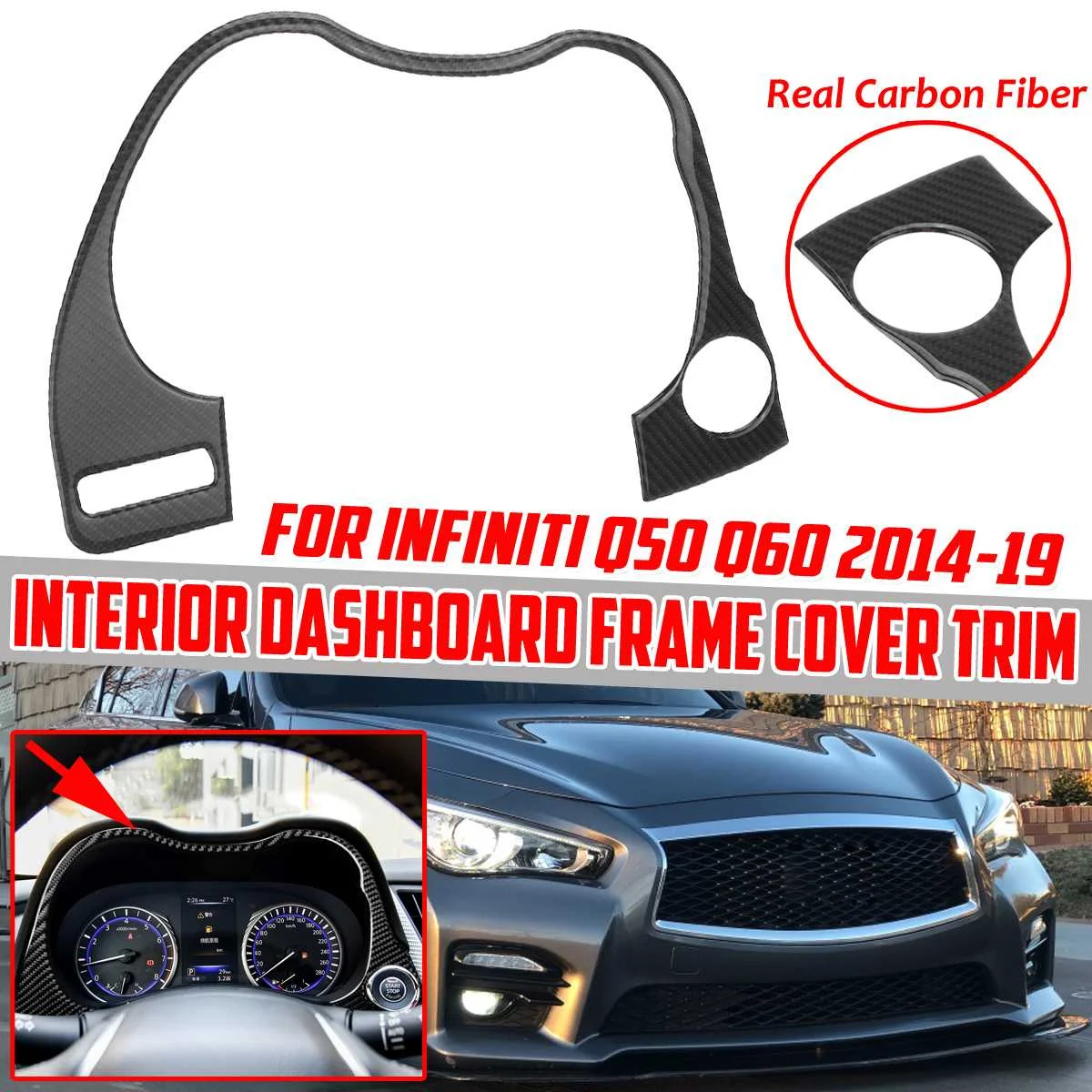 Real Carbon Fiber Interior Dashboard Frame Cover Trim For Infiniti Q50 Q60 2014-2019 Car Front Instrument Panel Decorative Frame
Real Carbon Fiber Interior Dashboard Frame Cover Trim For Infiniti Q50 Q60 2014-2019 Car Front Instrument Panel Decorative Frame