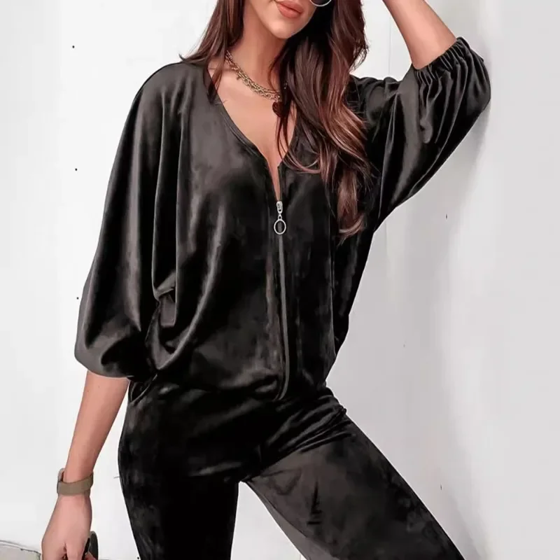 Chic Female Long Sleeve Zipper Sweatshirt Top Skinny Pants Outfits 2024 Tracksuit Elegant Autumn Women Velvet Two Piece Set
Chic Female Long Sleeve Zipper Sweatshirt Top Skinny Pants Outfits 2024 Tracksuit Elegant Autumn Women Velvet Two Piece Set