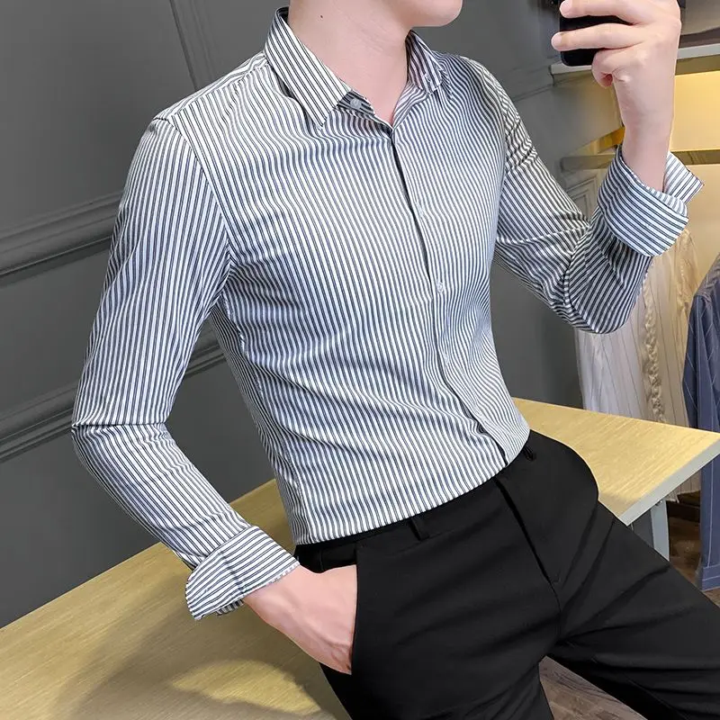 2023 Men Spring Autumn New Long Sleeve Dress Shirt Male Business Social Shirts Male Button Down Collar Work Striped Shirts I135
2023 Men Spring Autumn New Long Sleeve Dress Shirt Male Business Social Shirts Male Button Down Collar Work Striped Shirts I135