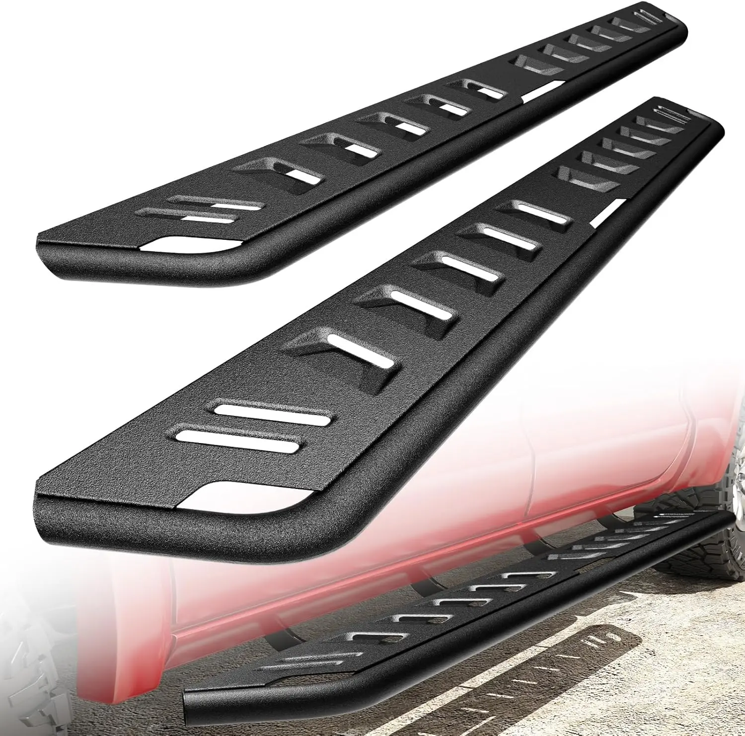 7” Running Boards for 2019-2026 Crew Cab Trucks, Tubular, Textured Black, Custom Fit
7” Running Boards for 2019-2026 Crew Cab Trucks, Tubular, Textured Black, Custom Fit
