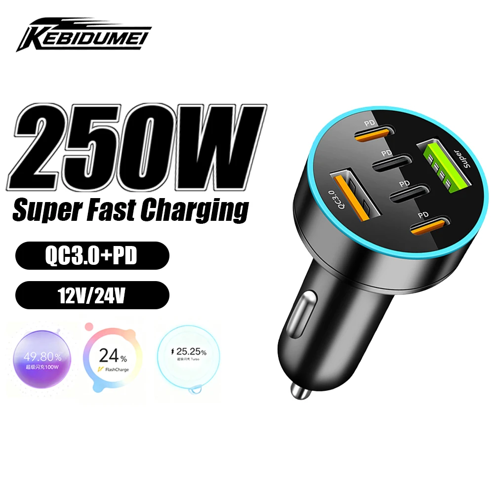 KEBIDUMEI 250W 8/6 Port Car Charger PD QC3.0 Cigarette Lighter Socket USB Type-C Power Adapter For Huawei iPhone Car Accessories
KEBIDUMEI 250W 8/6 Port Car Charger PD QC3.0 Cigarette Lighter Socket USB Type-C Power Adapter For Huawei iPhone Car Accessories