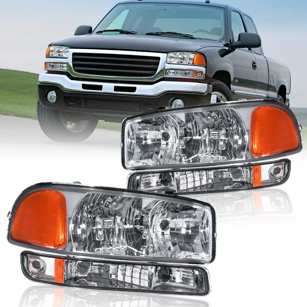 Chrome Housing Amber Corner Headlights For 1999-2007 GMC Sierra 1500 Yukon XL
Chrome Housing Amber Corner Headlights For 1999-2007 GMC Sierra 1500 Yukon XL