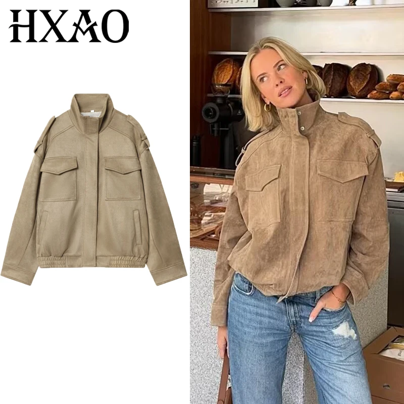 HXAO Women's Autumn Coat Khaki Suede Jacket Faux Leather Jacket Women's Short Coat Zip Up Jacket Women's Leather Bomber Jacket
HXAO Women's Autumn Coat Khaki Suede Jacket Faux Leather Jacket Women's Short Coat Zip Up Jacket Women's Leather Bomber Jacket