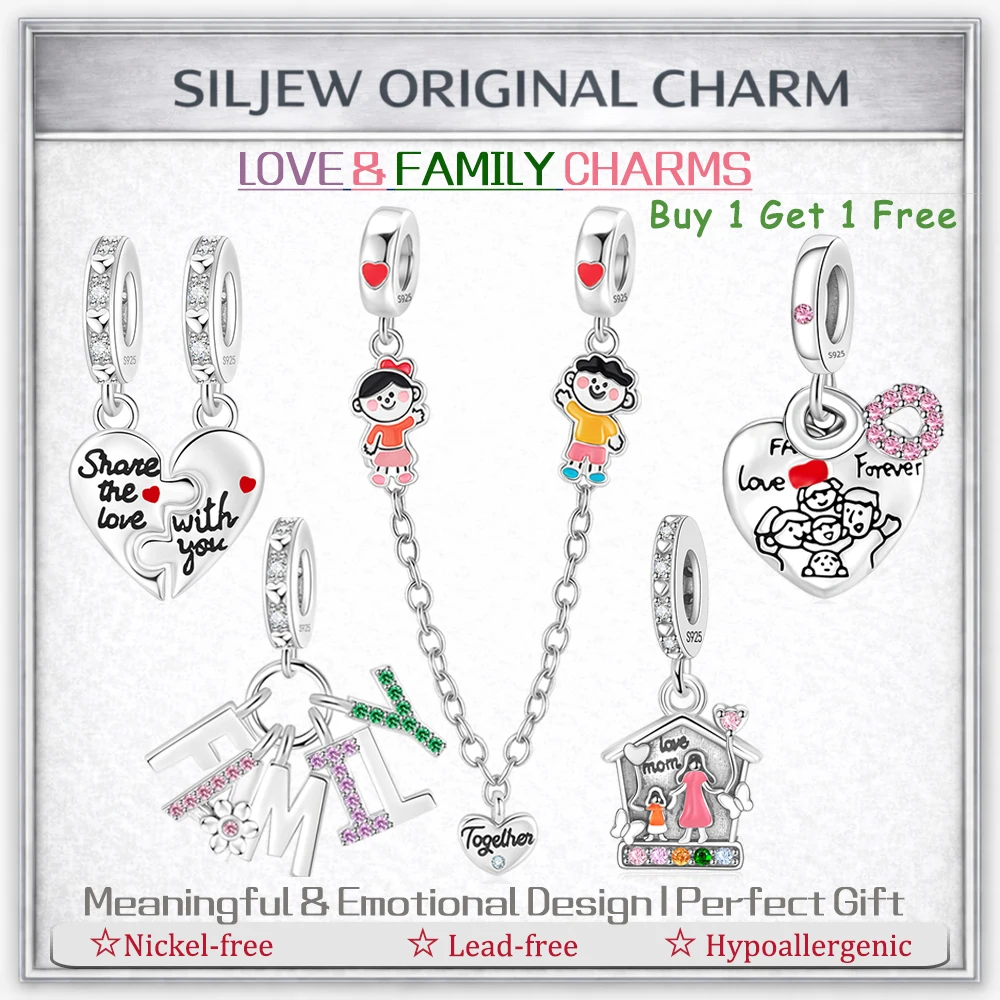 SilJew Love Family Charm 925 Silver Couple Heart Together Family Infinity House Dangle Beads Fit Bracelet Jewelry Gift for Women
SilJew Love Family Charm 925 Silver Couple Heart Together Family Infinity House Dangle Beads Fit Bracelet Jewelry Gift for Women