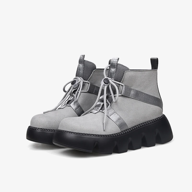 Женские ботильоны на шнуровке HL460 MUYISEXI, черные или серые повседневные ботильоны из натуральной кожи, на плоской подошве с круглым носком, 5,5 см, для зимы
Женские ботильоны на шнуровке HL460 MUYISEXI, черные или серые повседневные ботильоны из натуральной кожи, на плоской подошве с круглым носком, 5,5 см, для зимы