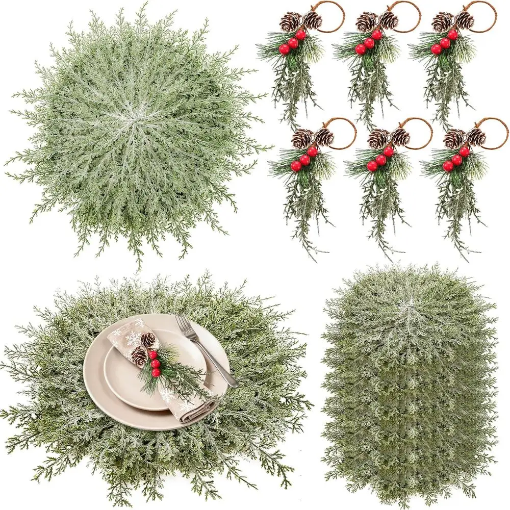 Установки рождественского стола: набор из 6 предметов с кольцами для салфеток, 20 салфеток с зеленью и ковриками из кедровых ветвей для праздничной столовой
Установки рождественского стола: набор из 6 предметов с кольцами для салфеток, 20 салфеток с зеленью и ковриками из кедровых ветвей для праздничной столовой