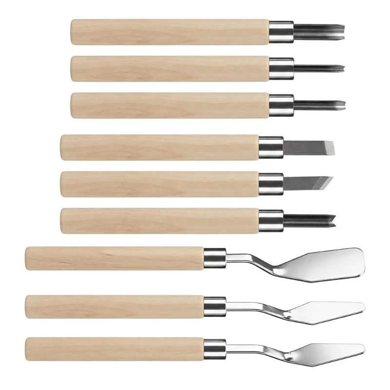 9Pcs Stainess Steel Carving Tool With Comfortable Handle For Stamper Making And Printmaking Block Printing Project B03E
9Pcs Stainess Steel Carving Tool With Comfortable Handle For Stamper Making And Printmaking Block Printing Project B03E