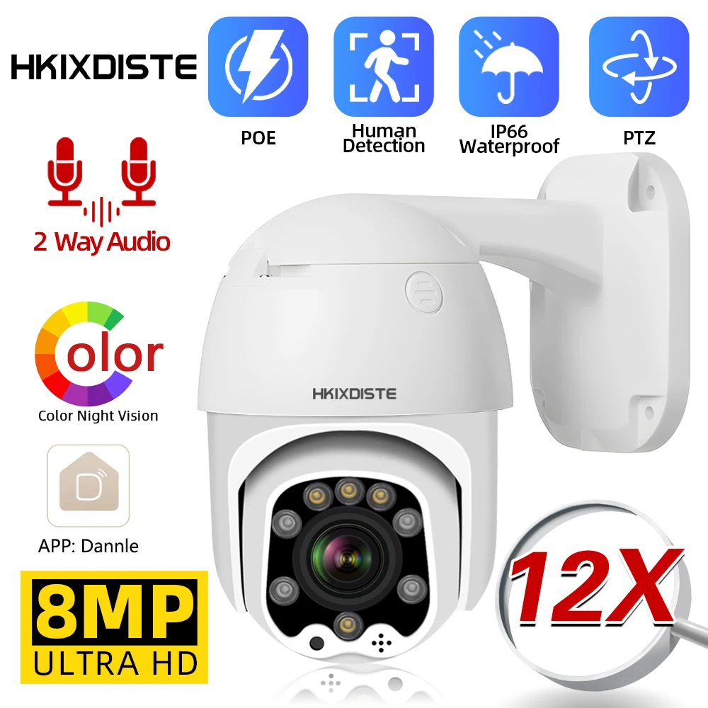 12X Zoom POE PTZ Security Camera 4K Outdoor 5MP Two Way Audio CCTV Video Surveillance Camera System Color Night Vision IP Cam
12X Zoom POE PTZ Security Camera 4K Outdoor 5MP Two Way Audio CCTV Video Surveillance Camera System Color Night Vision IP Cam