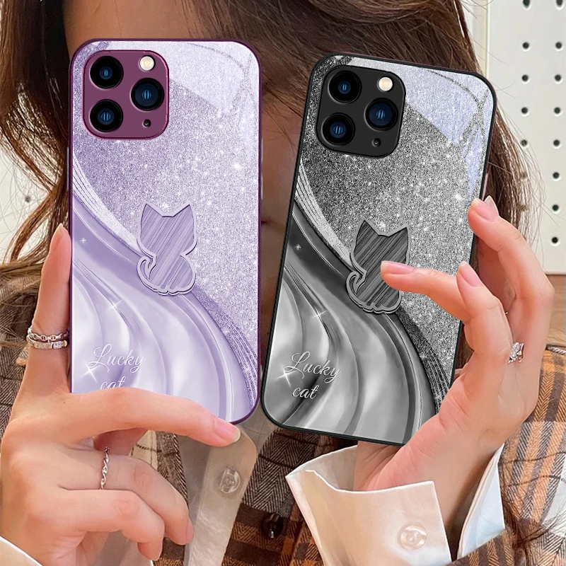 Sparkling Diamond Cat For IPhone 16 Pro Max 15 Pro 14 13 12 Mini 11 XS Max XR 7 8 Plu SE 2022 Tempered Glass Phone Case
Sparkling Diamond Cat For IPhone 16 Pro Max 15 Pro 14 13 12 Mini 11 XS Max XR 7 8 Plu SE 2022 Tempered Glass Phone Case