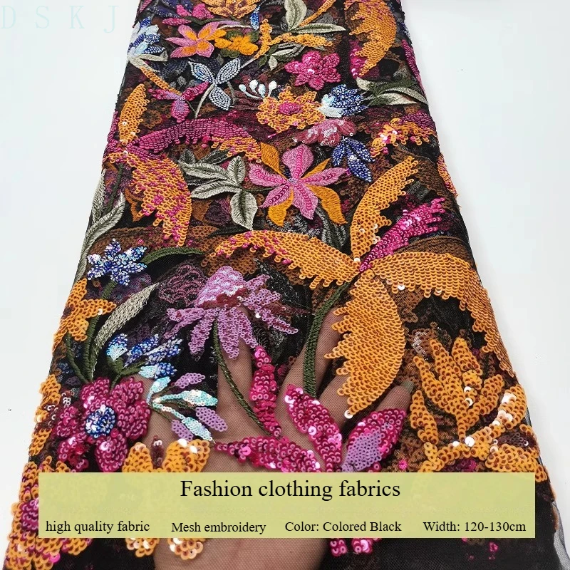 African black and blue lace mesh fabric, French fashion sequin flower embroidery fabric, high-quality, Nigerian garment sewing
African black and blue lace mesh fabric, French fashion sequin flower embroidery fabric, high-quality, Nigerian garment sewing