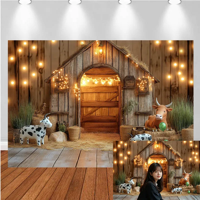 LS Photography Backdrop Cow Themed Log Cabin String Light Hay Decor Birthday Cake Smash Kids Adult Portrait Photo Background
LS Photography Backdrop Cow Themed Log Cabin String Light Hay Decor Birthday Cake Smash Kids Adult Portrait Photo Background
