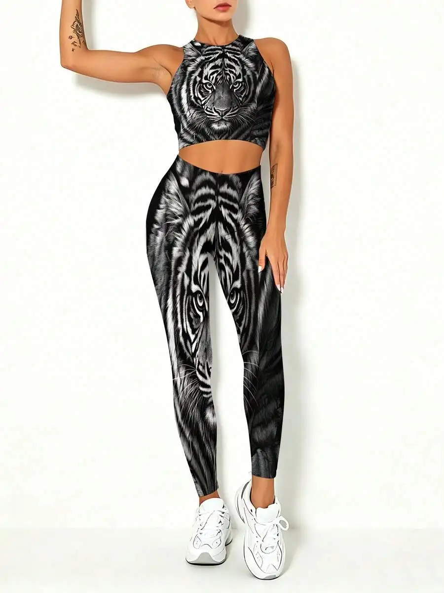 Women Tiger Print Yoga Set Quick Dry Crop Top And Leggings Casual Sport Outfit
Women Tiger Print Yoga Set Quick Dry Crop Top And Leggings Casual Sport Outfit