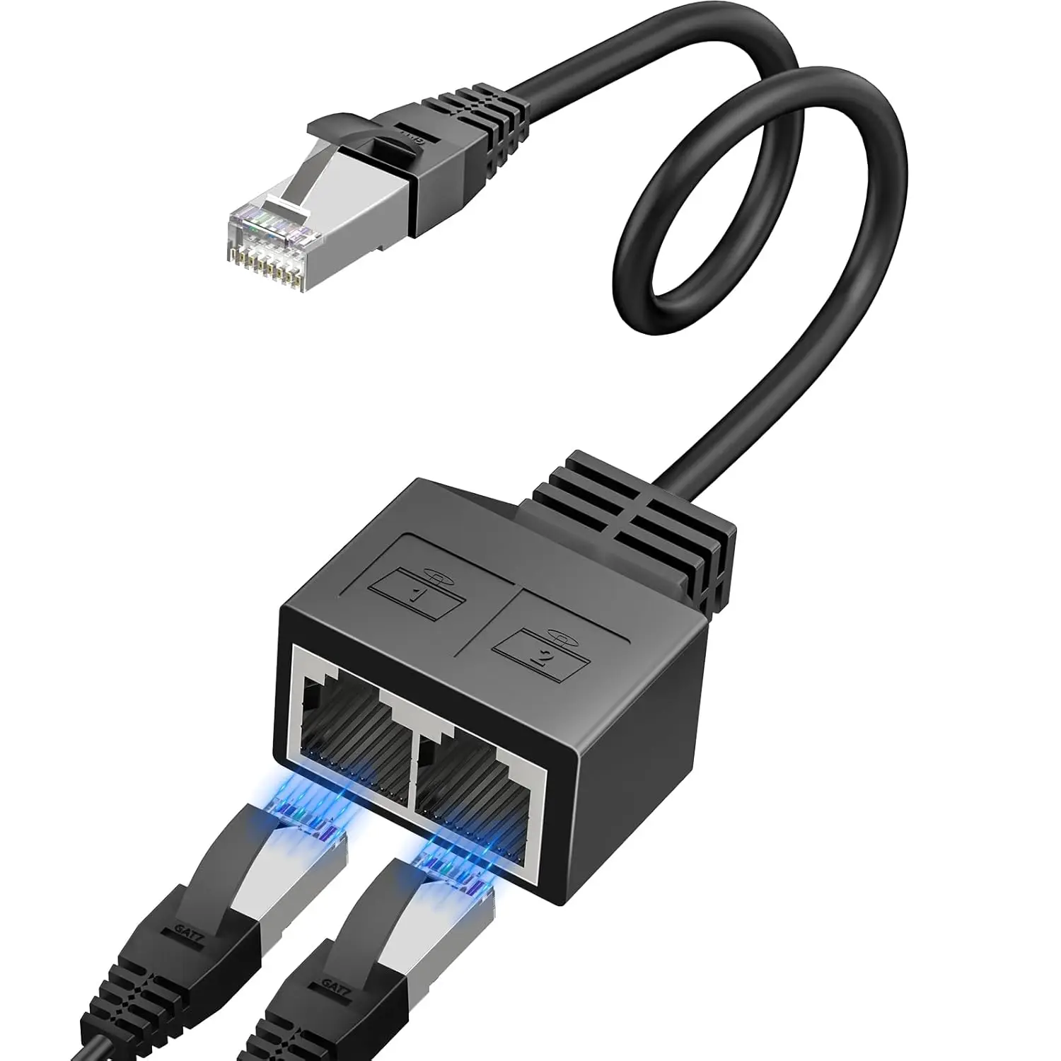 RJ45 1 Male to 2 Female LAN Splitter Network Adapter Cable for Cat5e, Cat6, Cat7, Cat8 Ethernet
RJ45 1 Male to 2 Female LAN Splitter Network Adapter Cable for Cat5e, Cat6, Cat7, Cat8 Ethernet