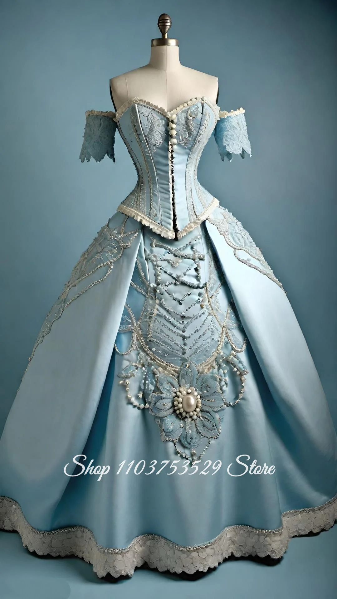 Custom Blue Off Shoulder Vintage Victorian Corset Ball Gown Special Occasion Evening Gown Cosplay Ball Gown Stage Play Costume
Custom Blue Off Shoulder Vintage Victorian Corset Ball Gown Special Occasion Evening Gown Cosplay Ball Gown Stage Play Costume