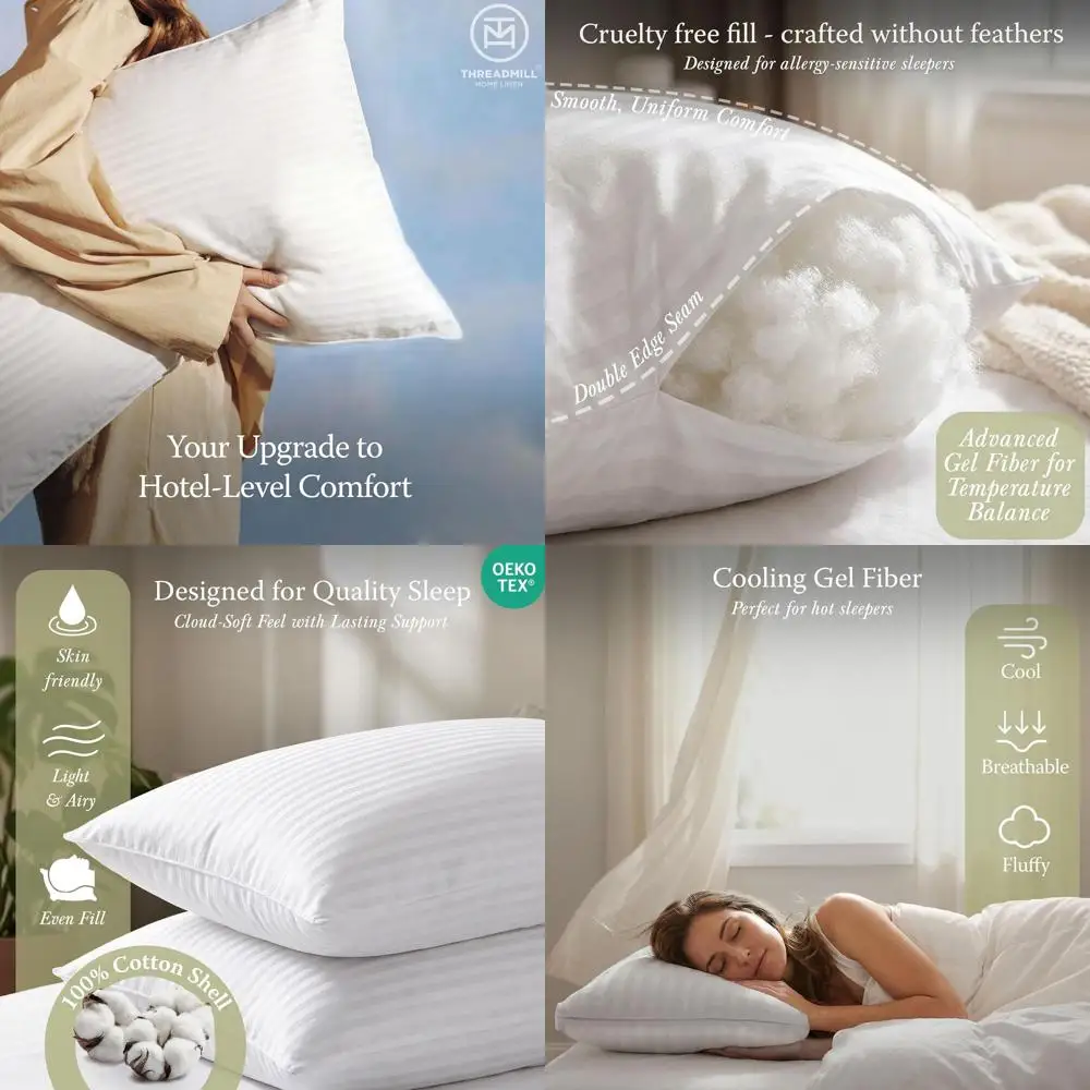 Pair of Standard Size Cooling Down Alternative Pillows | 20x26 Soft Hotel Pillows for All Sleep Positions
Pair of Standard Size Cooling Down Alternative Pillows | 20x26 Soft Hotel Pillows for All Sleep Positions