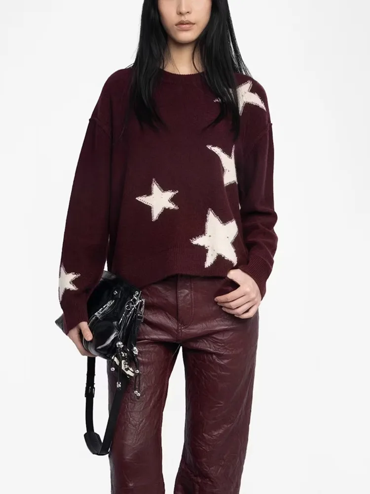 【Gift Free】2025 Autumn Women Stars Printed 100% Cashmere O-neck Loose Long Sleeve Sweater 3 Colors
【Gift Free】2025 Autumn Women Stars Printed 100% Cashmere O-neck Loose Long Sleeve Sweater 3 Colors
