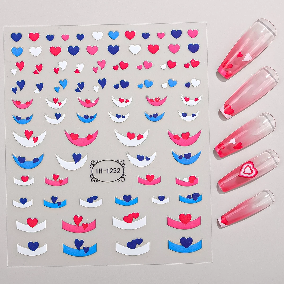 3D French Nail Art Stickers Colorful Gradient Heart Self-Adhesive Nails Decals DIY Decorations Sliders Manicure Accessories
3D French Nail Art Stickers Colorful Gradient Heart Self-Adhesive Nails Decals DIY Decorations Sliders Manicure Accessories