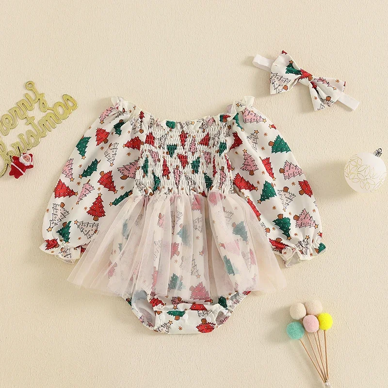 SUNSIOM 0-18 Months Baby Girls Christmas Romper Dress Mesh Long Sleeve Smocked Jumpsuits Bow Headband Outfits
SUNSIOM 0-18 Months Baby Girls Christmas Romper Dress Mesh Long Sleeve Smocked Jumpsuits Bow Headband Outfits