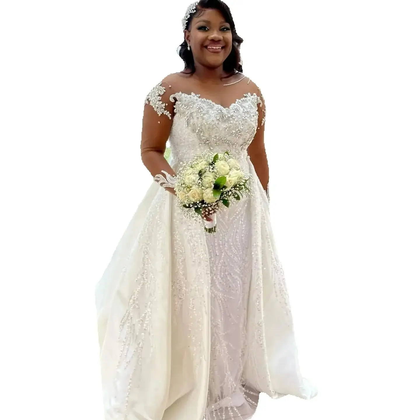 Customized Shinny Crystals Beads Wedding Dress For Bride Vestidos De Novia Long Sleeve Aso Ebi Mermaid Detachable Train
Customized Shinny Crystals Beads Wedding Dress For Bride Vestidos De Novia Long Sleeve Aso Ebi Mermaid Detachable Train