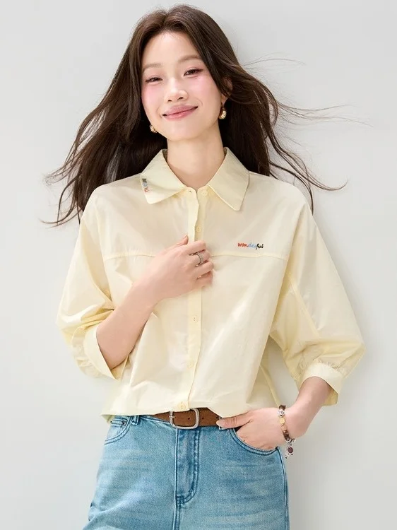 Casual Loose Yellow Shirt Women's Summer 2026 Commute Seven-Quarter Sleeve Turn-down Collar Versatile Loose Fit Polyester Fiber
Casual Loose Yellow Shirt Women's Summer 2026 Commute Seven-Quarter Sleeve Turn-down Collar Versatile Loose Fit Polyester Fiber