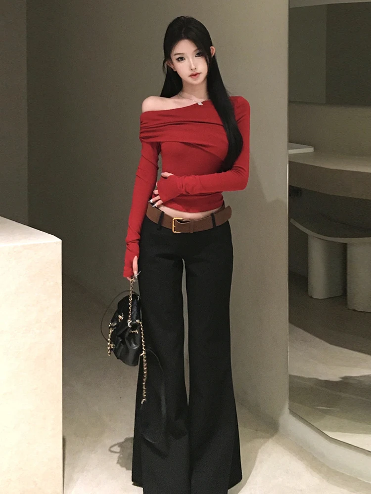 Sexy Lady Style Long Sleeve T-Shirt Top with Wide Leg Pants Vintage High Waist Skirt Set Women's Fashion Autumn Spring Summer
Sexy Lady Style Long Sleeve T-Shirt Top with Wide Leg Pants Vintage High Waist Skirt Set Women's Fashion Autumn Spring Summer