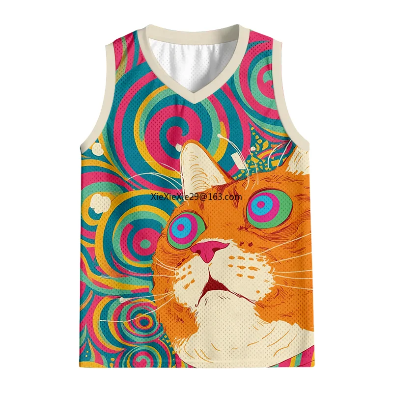 Psychedelic Colorful Orange Cat Mesh Basketball Vest for Children, Unisex, Breathable, Personalized, Casual, Sports Sleeveless
Psychedelic Colorful Orange Cat Mesh Basketball Vest for Children, Unisex, Breathable, Personalized, Casual, Sports Sleeveless