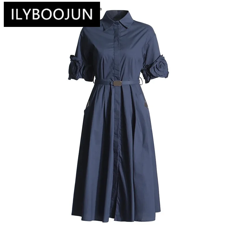 Женское платье с аппликацией ILYBOOJUN, элегантное платье с отложным воротником, коротким рукавом, высокой талией и поясом
Женское платье с аппликацией ILYBOOJUN, элегантное платье с отложным воротником, коротким рукавом, высокой талией и поясом