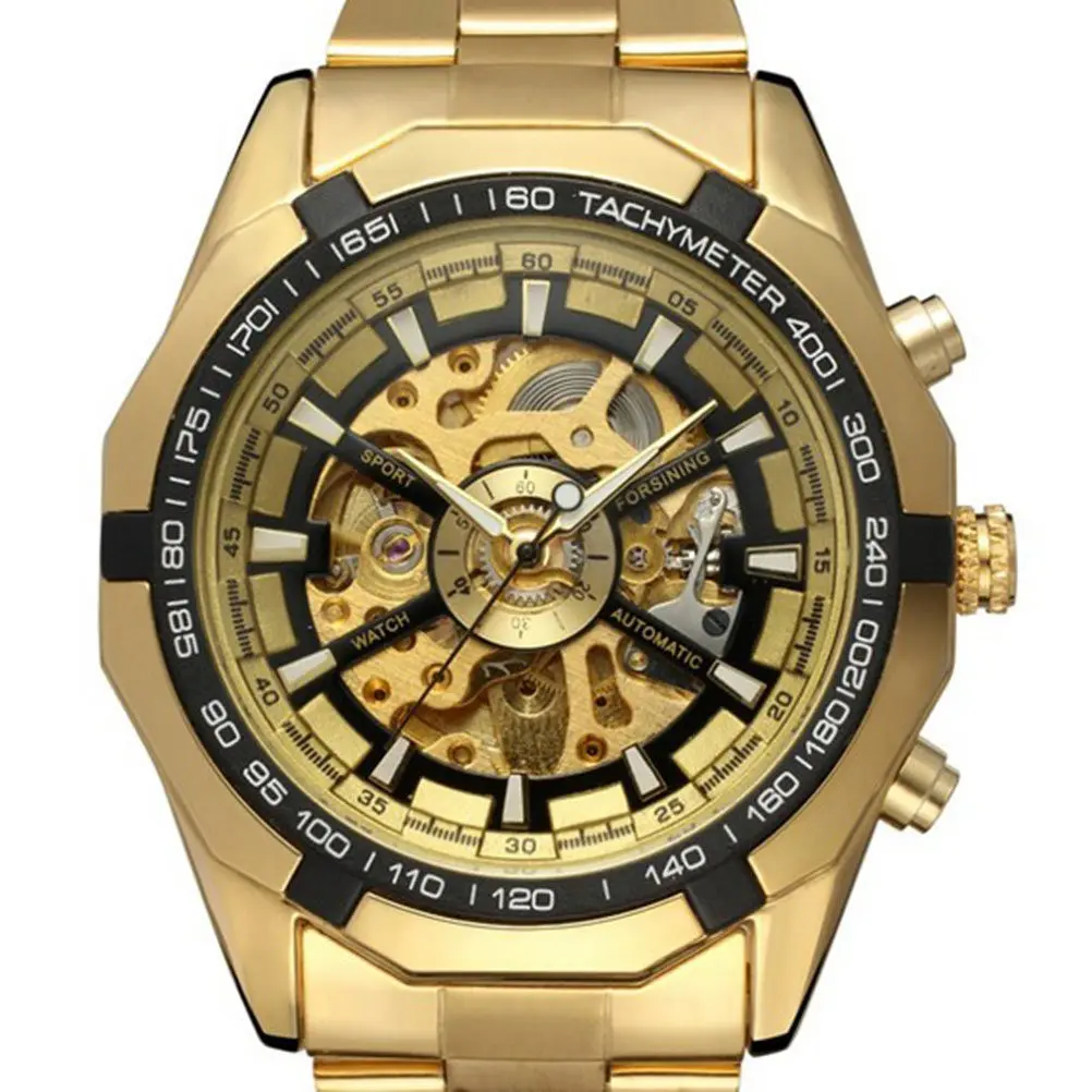Men Automatic Mechanical Watch Hollow Style Golden Black Stainless Steel Band Business Casual Wristwatch Precise Movement Male
Men Automatic Mechanical Watch Hollow Style Golden Black Stainless Steel Band Business Casual Wristwatch Precise Movement Male