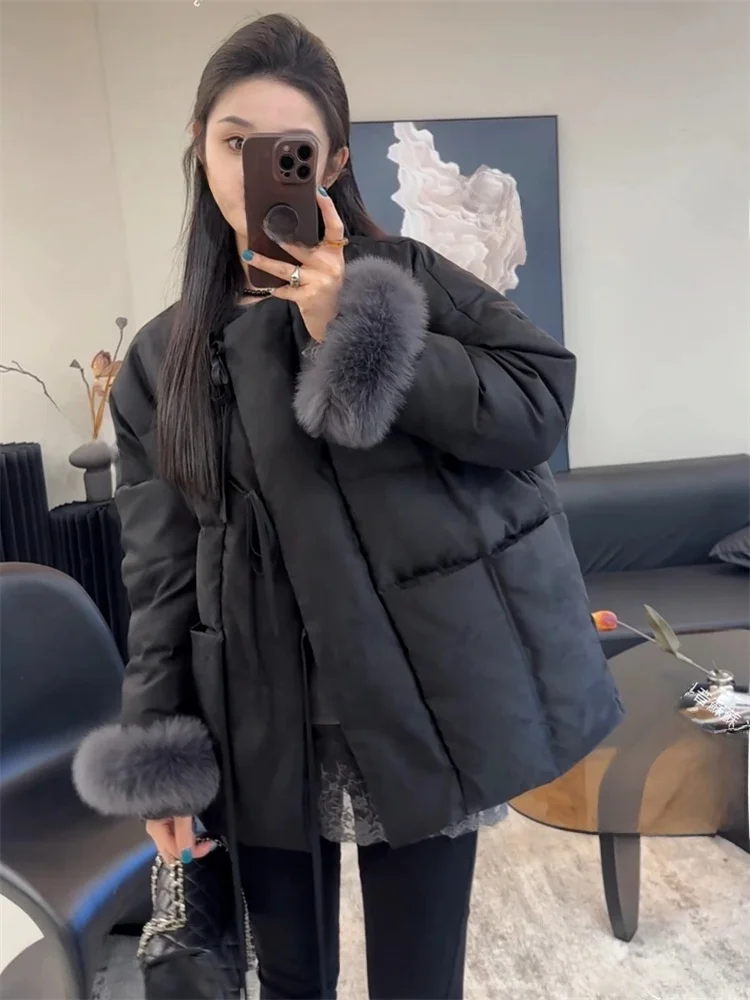 Original Design Black Bread Coat Women's Winter Retro New Style Cotton Jacket Duck down Cotton Coat Korean Loose Fit Long Sleeve
Original Design Black Bread Coat Women's Winter Retro New Style Cotton Jacket Duck down Cotton Coat Korean Loose Fit Long Sleeve