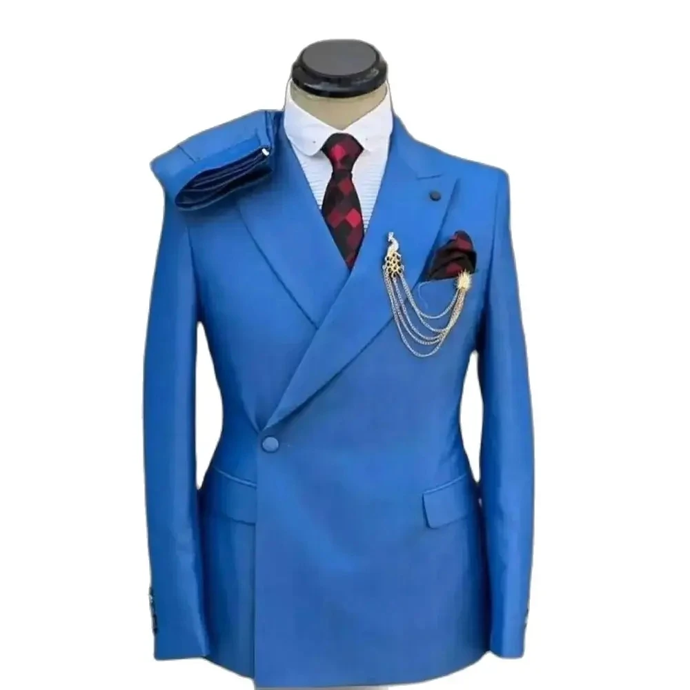 Formal Blue Men Suits One Button Peaked Lapel Prom Party Groom Costume Homme 2 Piece Jacket Pants Custom Causal Male Clothing
Formal Blue Men Suits One Button Peaked Lapel Prom Party Groom Costume Homme 2 Piece Jacket Pants Custom Causal Male Clothing