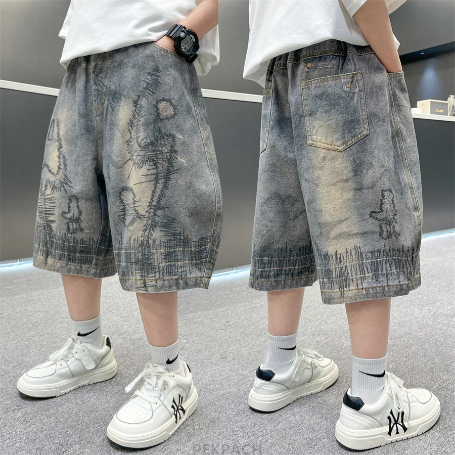 High Fashion Street Style Kids Children Summer 3D Print Gray Denim Shorts for Boys Hip Hop Design Knee Length Jeans Pants 5-14T
High Fashion Street Style Kids Children Summer 3D Print Gray Denim Shorts for Boys Hip Hop Design Knee Length Jeans Pants 5-14T