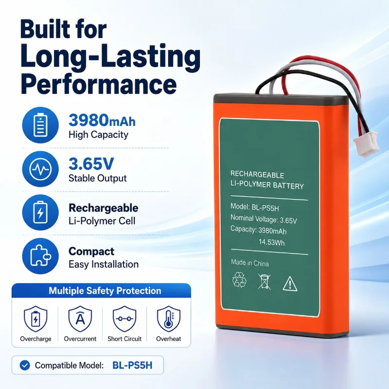 3980mAh High Capacity Built-in Rechargeable Battery Compatible for PS5 Game Controller Controller Replacement Battery
3980mAh High Capacity Built-in Rechargeable Battery Compatible for PS5 Game Controller Controller Replacement Battery