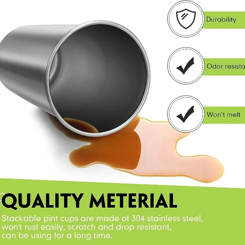 4 Pack 24oz 700ml Stainless Steel Pint Cup,Healthy Unbreakable and Stackable,Metal Drinking Glasses
4 Pack 24oz 700ml Stainless Steel Pint Cup,Healthy Unbreakable and Stackable,Metal Drinking Glasses