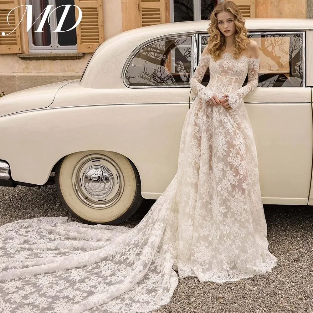 MD New 2025 Exquisite Mermaid Wedding Dress Off Shoulder Lace Sweep Train Bridal Gown Long Sleeve Customized vestidos de novia
MD New 2025 Exquisite Mermaid Wedding Dress Off Shoulder Lace Sweep Train Bridal Gown Long Sleeve Customized vestidos de novia