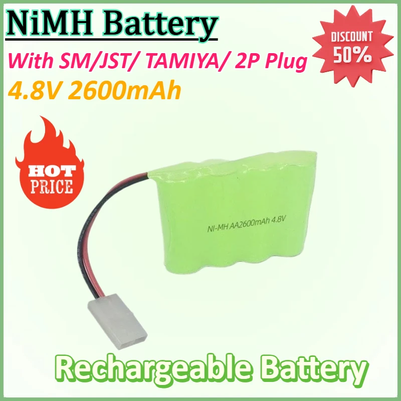 New 4.8V 2600mAh NiMH Battery with SM/JST TAMIYA 2P Plug for Rc Toys Cars Tanks Robots Boats Guns Ni-MH AA Rechargeable Battery
New 4.8V 2600mAh NiMH Battery with SM/JST TAMIYA 2P Plug for Rc Toys Cars Tanks Robots Boats Guns Ni-MH AA Rechargeable Battery