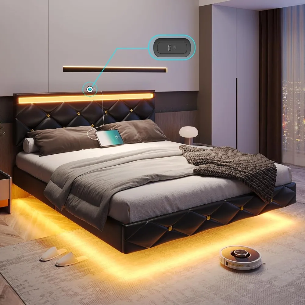 bed,Floating Bed Frame Full Size with Headboard and Charging Ports Modern Visual Full Floating Bed with Led Lights Black Faux
bed,Floating Bed Frame Full Size with Headboard and Charging Ports Modern Visual Full Floating Bed with Led Lights Black Faux