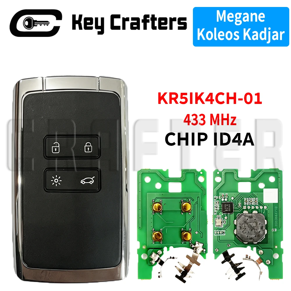 Key Crafters KR5IK4CH-01 4A CHIP 433MHz Smart Car Key For Renault Kadjar Clio5 Zoe2 Koleos Captur Scenic Megane Talisman
Key Crafters KR5IK4CH-01 4A CHIP 433MHz Smart Car Key For Renault Kadjar Clio5 Zoe2 Koleos Captur Scenic Megane Talisman