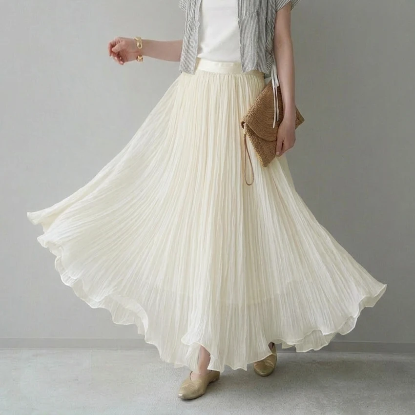 Chic Korean Style A-Line Midi Skirt Women's Summer Fairy Atmosphere Pleated Half-length Skirt Business Casual Cotton Polyester
Chic Korean Style A-Line Midi Skirt Women's Summer Fairy Atmosphere Pleated Half-length Skirt Business Casual Cotton Polyester