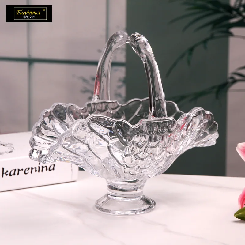 HYS swan crystal glass fruit plate portable fruit basket gift fruit plate for home living room painted plate
HYS swan crystal glass fruit plate portable fruit basket gift fruit plate for home living room painted plate