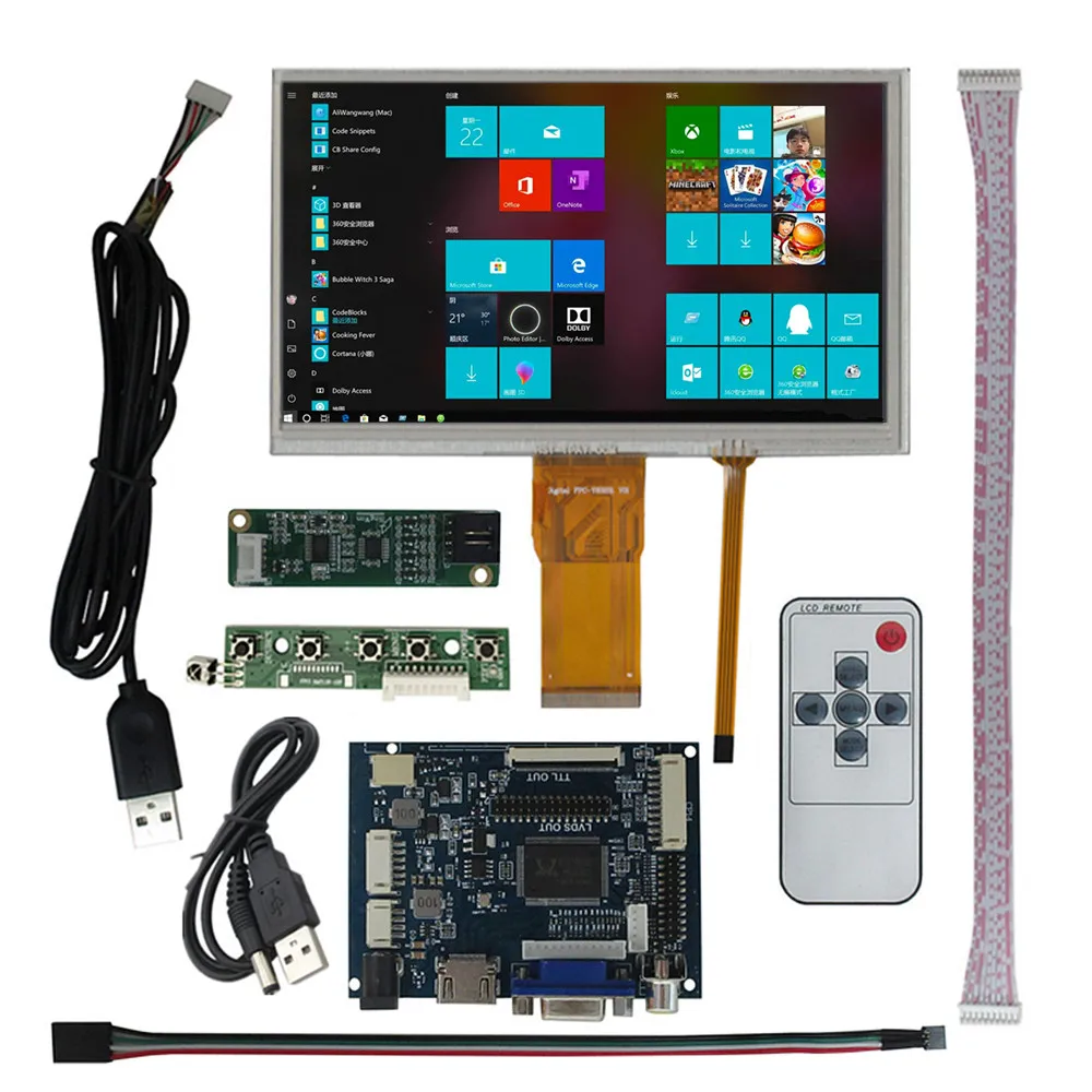7 Inch 1024*600 LCD Screen Display HDMI-Compatible VGA AV Driver Control Board Digitizer Touchscreen For Raspberry Pi PC Monitor
7 Inch 1024*600 LCD Screen Display HDMI-Compatible VGA AV Driver Control Board Digitizer Touchscreen For Raspberry Pi PC Monitor