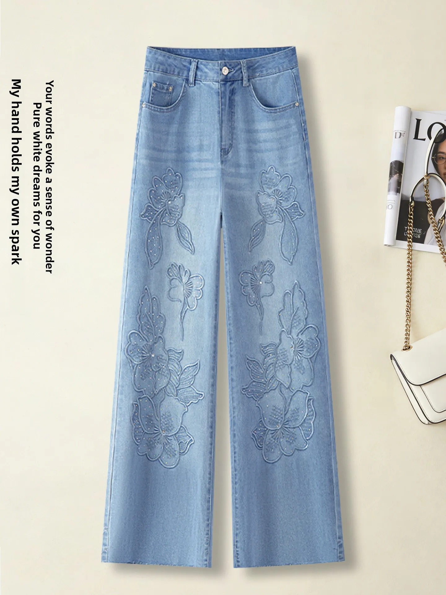 Summer Thin Embroidered Frayed Wide Leg Jeans Women's High Waist Slim Straight Cut Casual Cotton Blend Comfortable Stretchy
Summer Thin Embroidered Frayed Wide Leg Jeans Women's High Waist Slim Straight Cut Casual Cotton Blend Comfortable Stretchy