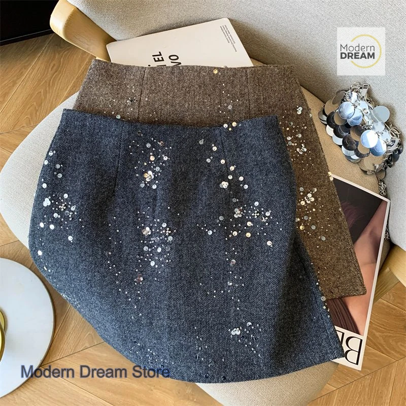 French heavy industry woolen sequined skirt women's autumn and winter new fashion temperament high waist A-bag hip skirt
French heavy industry woolen sequined skirt women's autumn and winter new fashion temperament high waist A-bag hip skirt