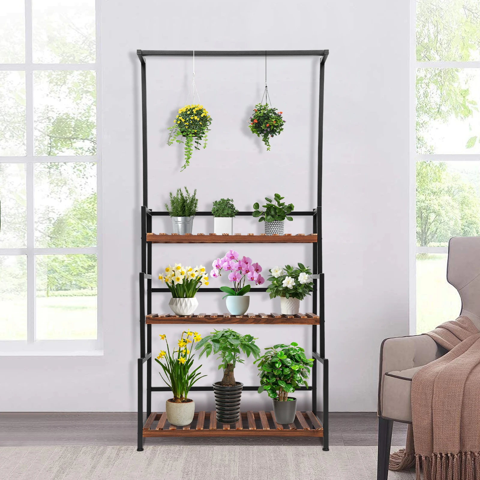 Plant Stand With Gloves Great Durability Strong Stability Carbon Steel Creative Hanging Rod Floor Standing Black
Plant Stand With Gloves Great Durability Strong Stability Carbon Steel Creative Hanging Rod Floor Standing Black