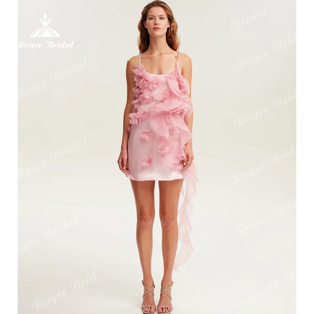 Romantic Short Pink Prom Dress 3D Floral Ruffle Evening Dress Spaghetti Strap Homecoming Dress vestidos de fiesta Customized
Romantic Short Pink Prom Dress 3D Floral Ruffle Evening Dress Spaghetti Strap Homecoming Dress vestidos de fiesta Customized