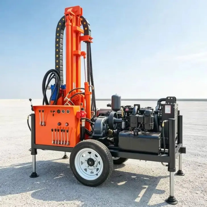 Customized Wheeled Pneumatic Water Well Drilling Equipment, Large Diesel-powered Water Well Drilling Rig
Customized Wheeled Pneumatic Water Well Drilling Equipment, Large Diesel-powered Water Well Drilling Rig