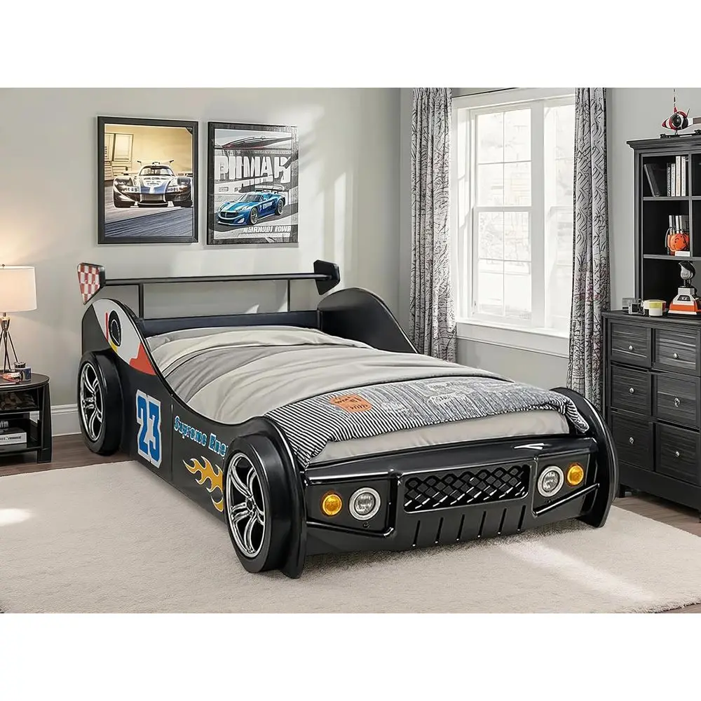 Wooden Race Car-Themed Twin Bed with LED Lights for Kids and Toddlers - Suitable for Boys and Girls
Wooden Race Car-Themed Twin Bed with LED Lights for Kids and Toddlers - Suitable for Boys and Girls