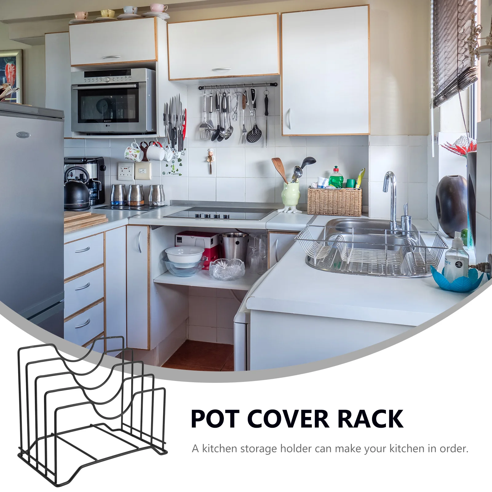 1pc Pot Cover Rack Multi-Functional Storage Shelf Kitchen Stand Black Carbon Steel Countertop Rack Home Kitchenware
1pc Pot Cover Rack Multi-Functional Storage Shelf Kitchen Stand Black Carbon Steel Countertop Rack Home Kitchenware