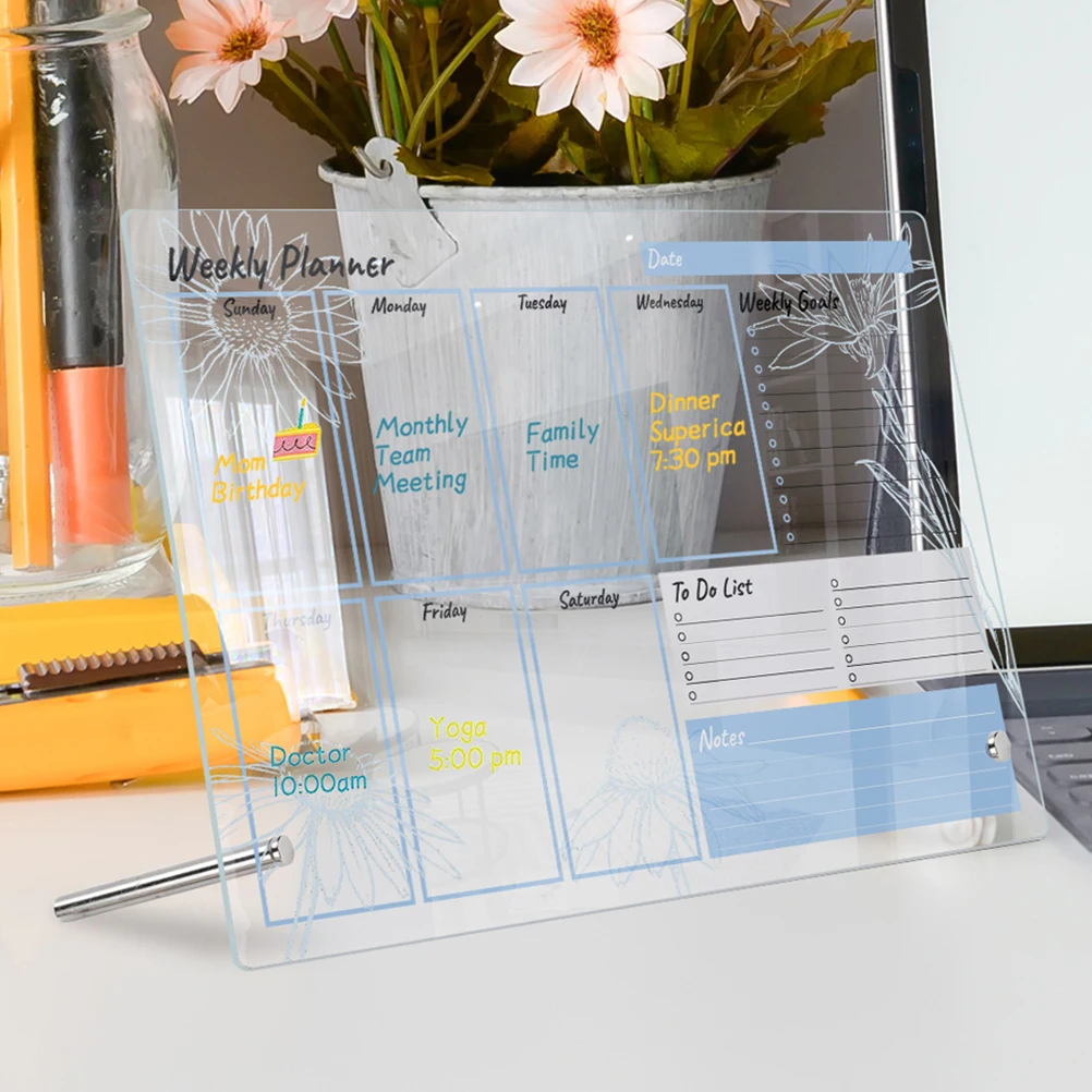 Erasable Acrylic Memo Erase Board Smooth Surface Office Desk Accessories Transparent Writing Board 2 Nails 6 Pens
Erasable Acrylic Memo Erase Board Smooth Surface Office Desk Accessories Transparent Writing Board 2 Nails 6 Pens