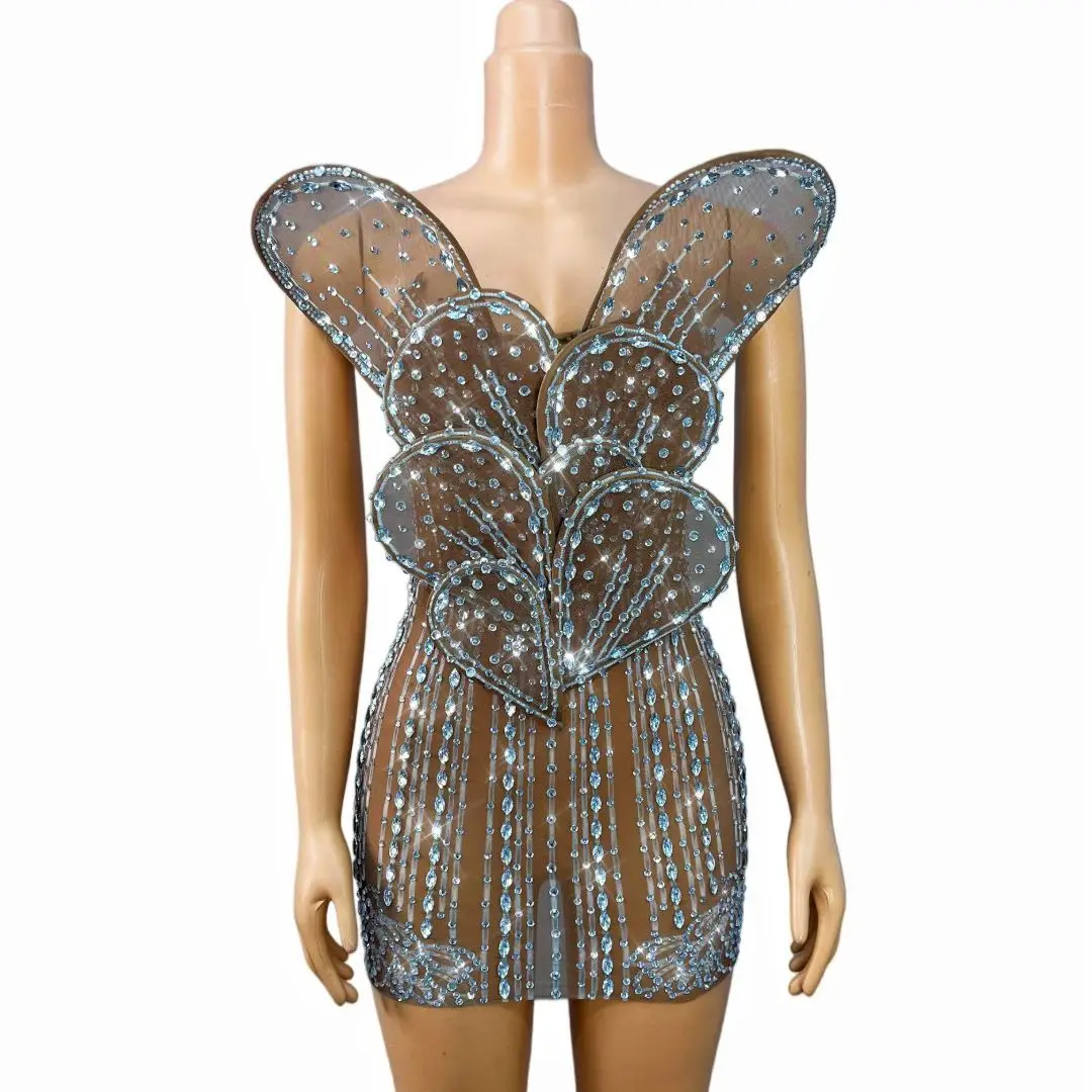 Yehuaban Sparkly Light Blue Rhinestone Shell Fringe Sleeveless Sheer Mesh Bodycon Mini Dress Party Club Stage Outfit for Women
Yehuaban Sparkly Light Blue Rhinestone Shell Fringe Sleeveless Sheer Mesh Bodycon Mini Dress Party Club Stage Outfit for Women