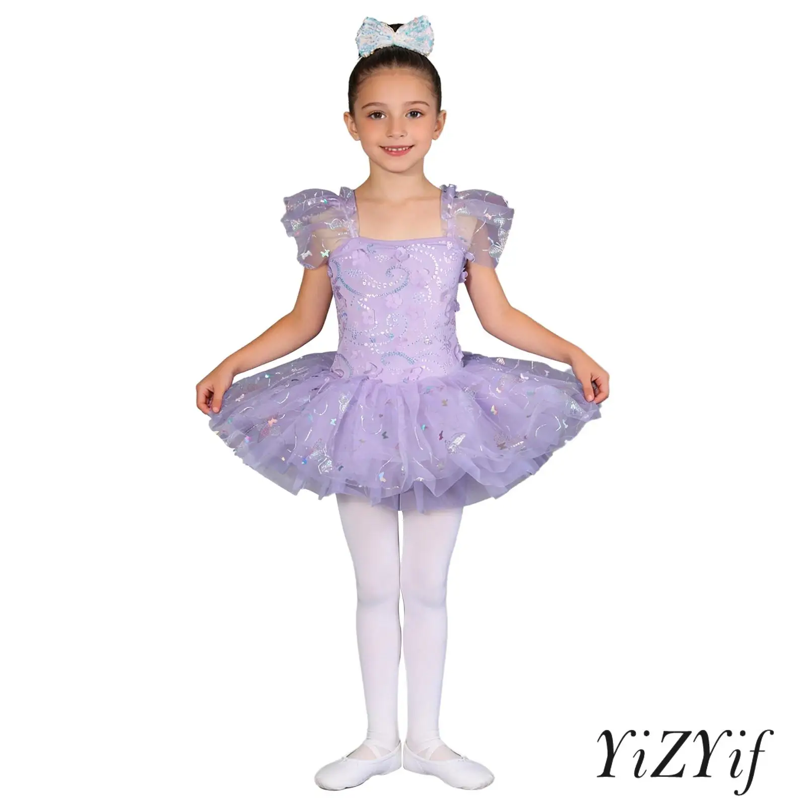 Kids Girls Ballet Dance Performance Outfit Ruffle Flower Sequin Bodice Sparkly Butterfly Tulle Tutu Dress with Bow and Cuffs
Kids Girls Ballet Dance Performance Outfit Ruffle Flower Sequin Bodice Sparkly Butterfly Tulle Tutu Dress with Bow and Cuffs